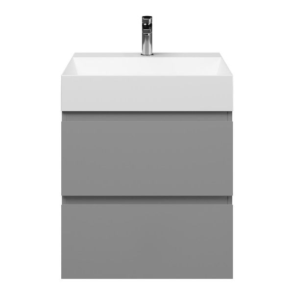 Zoutelande badmeubel 60 cm licht grijs met keramische Marken wastafel wit mat, 1 kraangat