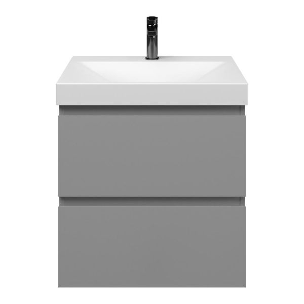 Zoutelande badmeubel 60 cm licht grijs met keramische Rockanje wastafel wit mat, 1 kraangat