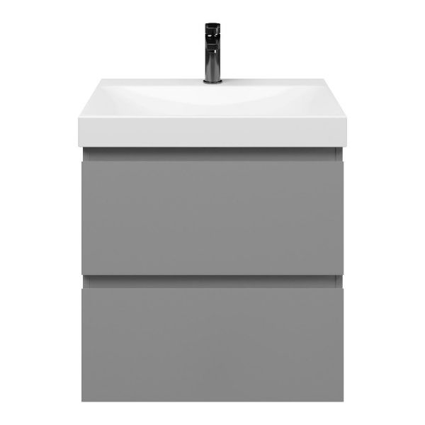 Zoutelande badmeubel 60 cm licht grijs met keramische Rockanje wastafel wit glans, 1 kraangat