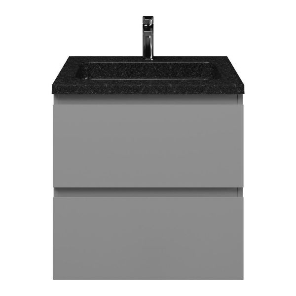Zoutelande badmeubel 60 cm licht grijs met natuurstenen Square wastafel shanxi black