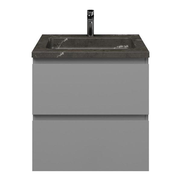 Zoutelande badmeubel 60 cm licht grijs met natuurstenen Square wastafel blue stone