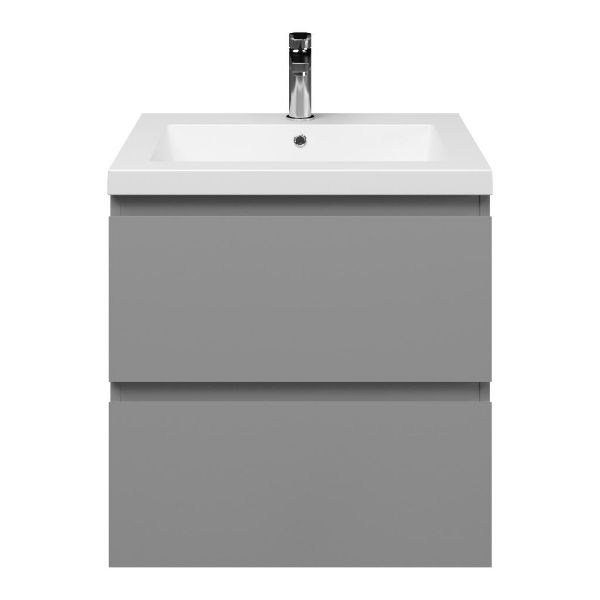 Zoutelande badmeubel 60 cm licht grijs met polystone Cadzand wastafel wit mat