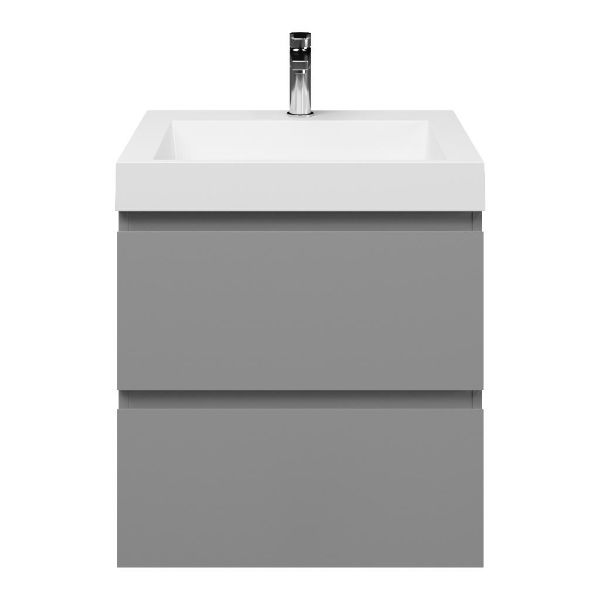 Zoutelande badmeubel 60 cm licht grijs met polystone Haamstede wastafel wit glans, 1 kraangat