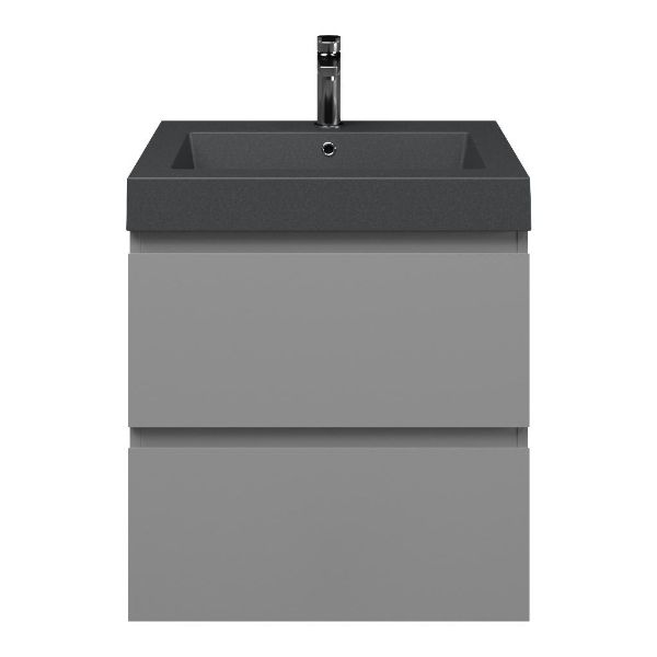 Zoutelande badmeubel 60 cm licht grijs met quartz Cadzand-Q wastafel grijs mat, 1 kraangat