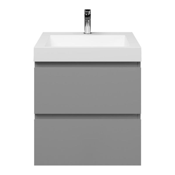 Zoutelande badmeubel 60 cm licht grijs met quartz Haamstede-q wastafel wit mat, 1 kraangat