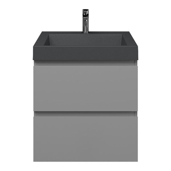 Zoutelande badmeubel 60 cm licht grijs met quartz Haamstede-q wastafel grijs mat