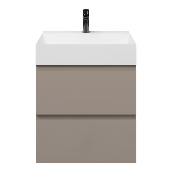 Zoutelande badmeubel 60 cm taupe met keramische Marken wastafel wit glans, 1 kraangat