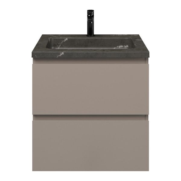 Zoutelande badmeubel 60 cm taupe met natuurstenen Square wastafel blue stone