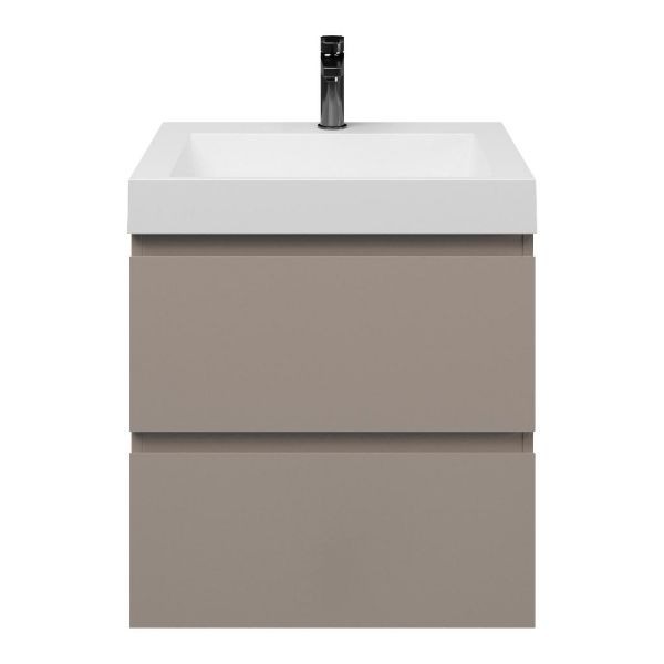 Zoutelande badmeubel 60 cm taupe met quartz Haamstede-q wastafel wit mat, 1 kraangat