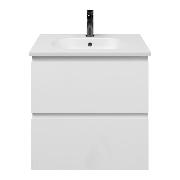 Zoutelande badmeubel 60 cm wit hoogglans met keramische Ellemeet wastafel wit mat