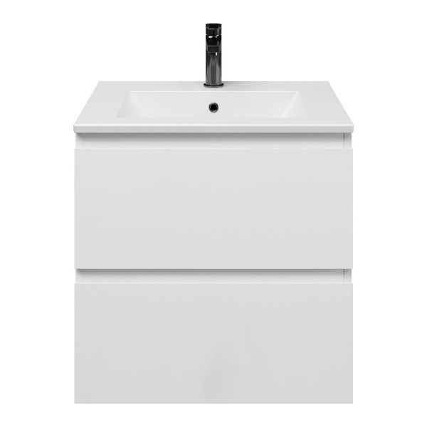 Zoutelande badmeubel 60 cm wit hoogglans met keramische Huisduinen wastafel wit mat