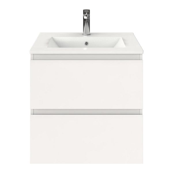Zoutelande badmeubel 60 cm wit hoogglans met keramische Huisduinen wastafel wit glans