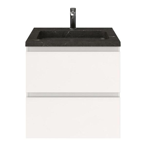 Zoutelande badmeubel 60 cm wit hoogglans met natuurstenen Square wastafel blue stone