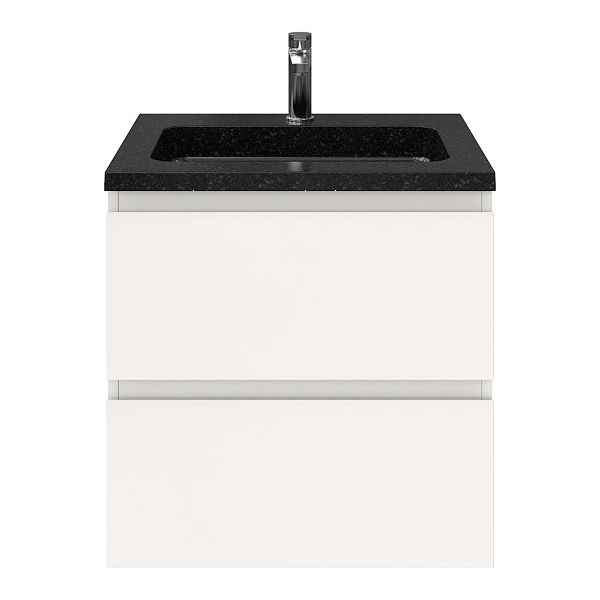 Zoutelande badmeubel 60 cm wit hoogglans met natuurstenen Square wastafel shanxi black