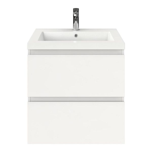 Zoutelande badmeubel 60 cm wit hoogglans met polystone Cadzand wastafel wit glans, 1 kraangat, 62 cm hoog