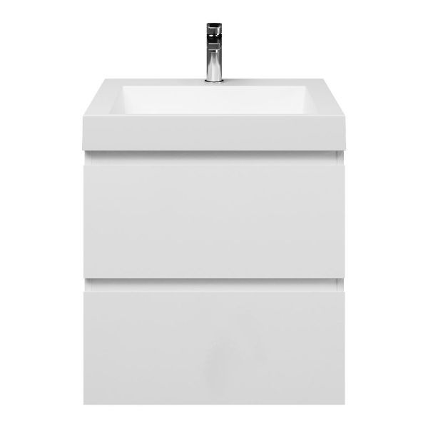 Zoutelande badmeubel 60 cm wit hoogglans met quartz Haamstede-q wastafel wit mat, 1 kraangat