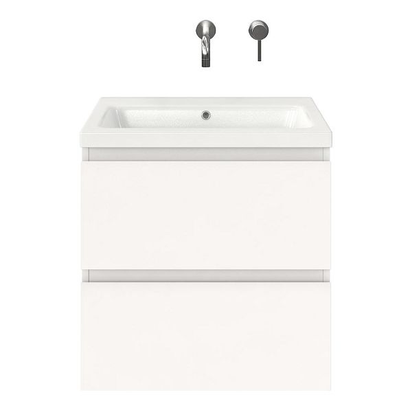 Zoutelande badmeubel 60 cm wit mat met keramische Dishoek wastafel wit glans