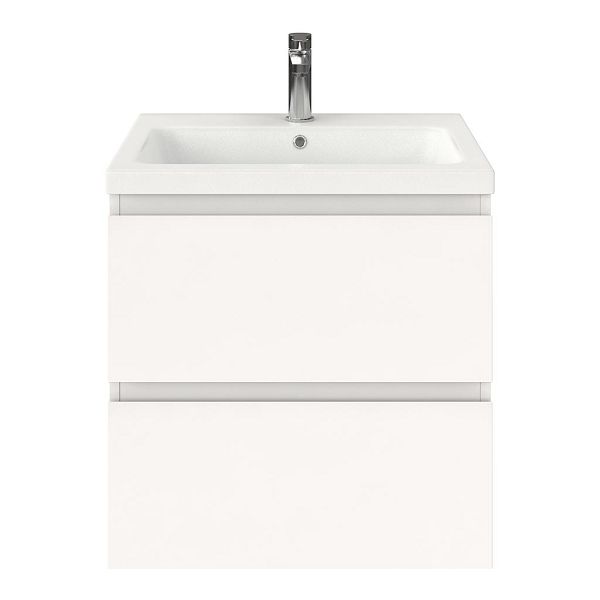 Zoutelande badmeubel 60 cm wit mat met keramische Dishoek wastafel wit mat
