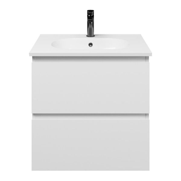 Zoutelande badmeubel 60 cm wit mat met keramische Ellemeet wastafel wit glans