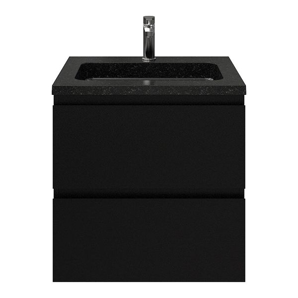 Zoutelande badmeubel 60 cm zwart mat met natuurstenen Square wastafel shanxi black