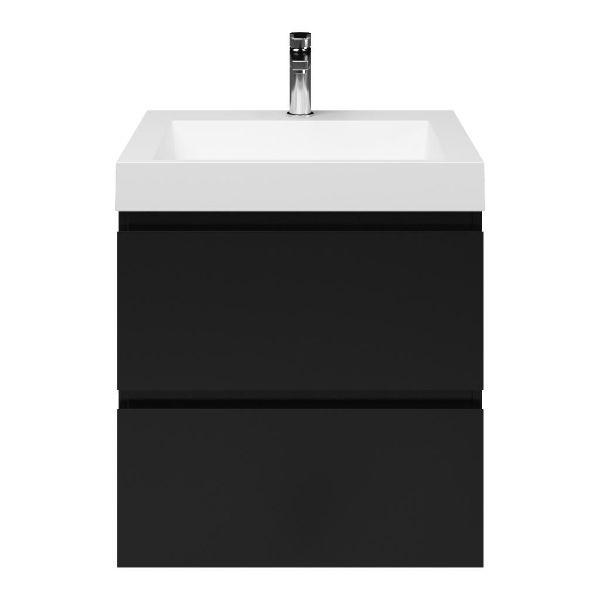 Zoutelande badmeubel 60 cm zwart mat met quartz Haamstede-q wastafel wit mat, 1 kraangat
