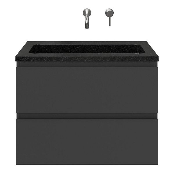 Zoutelande badmeubel 80 cm antraciet mat met natuurstenen Square wastafel shanxi black