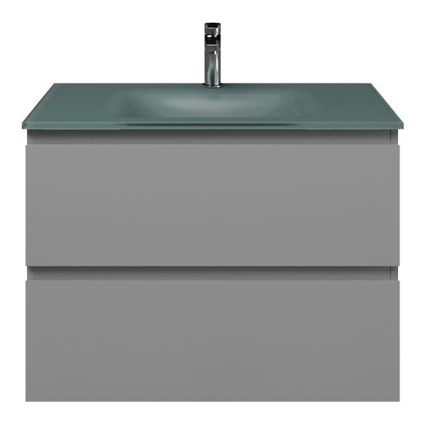 Zoutelande badmeubel 80 cm licht grijs met glazen Glass wastafel zilvergrijs