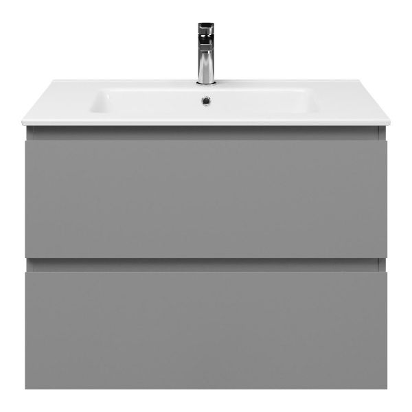 Zoutelande badmeubel 80 cm licht grijs met keramische Callantsoog wastafel wit glans, 1 kraangat
