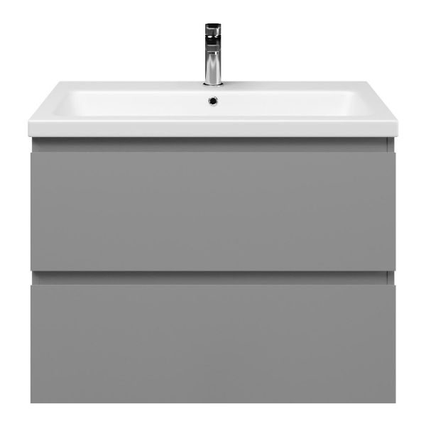 Zoutelande badmeubel 80 cm licht grijs met keramische Dishoek wastafel wit mat, 1 kraangat