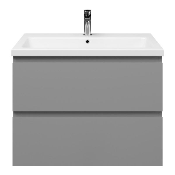 Zoutelande badmeubel 80 cm licht grijs met keramische Dishoek wastafel wit glans, 1 kraangat