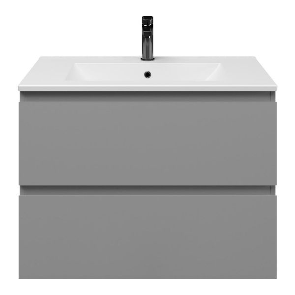 Zoutelande badmeubel 80 cm licht grijs met keramische Huisduinen wastafel wit mat