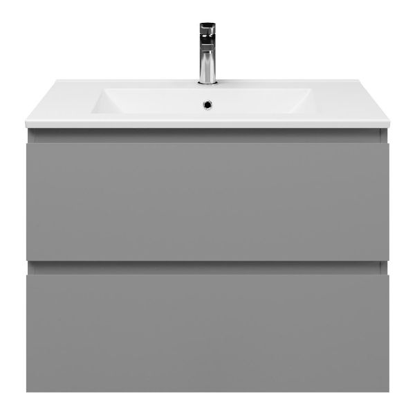 Zoutelande badmeubel 80 cm licht grijs met keramische Huisduinen wastafel wit glans
