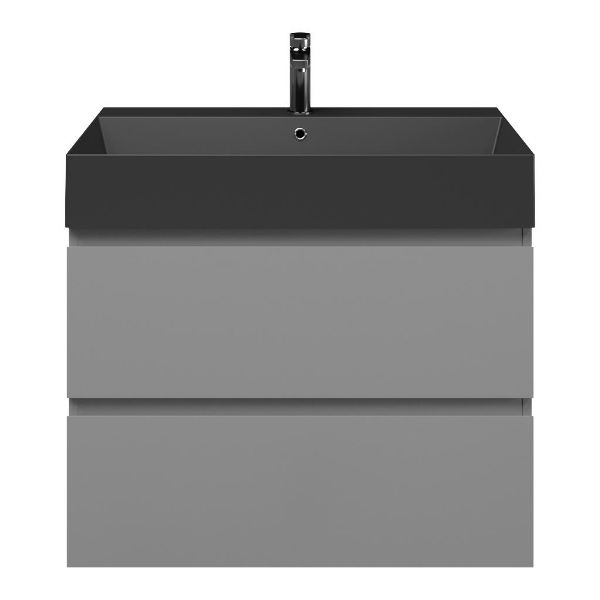 Zoutelande badmeubel 80 cm licht grijs met keramische Marken wastafel zwart mat, 1 kraangat
