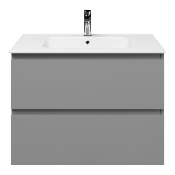 Zoutelande badmeubel 80 cm licht grijs met keramische Quadra wastafel wit glans