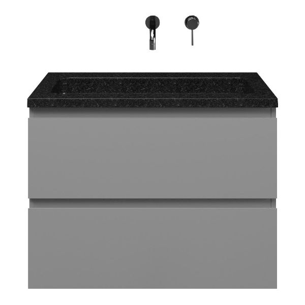 Zoutelande badmeubel 80 cm licht grijs met natuurstenen Square wastafel shanxi black