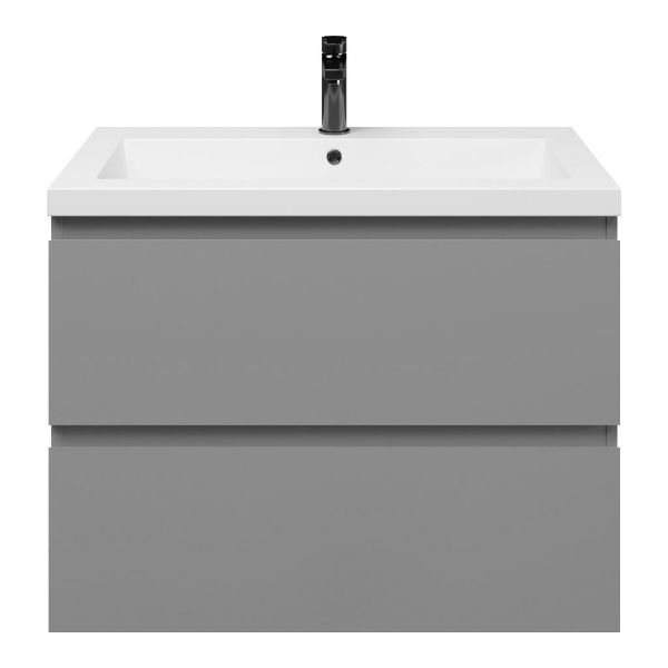 Zoutelande badmeubel 80 cm licht grijs met polystone Cadzand wastafel wit glans, 1 kraangat