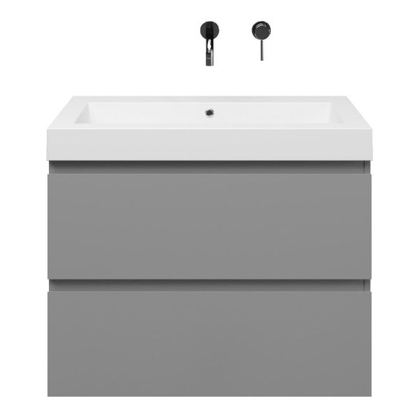 Zoutelande badmeubel 80 cm licht grijs met polystone Cadzand wastafel wit glans, zonder kraangat