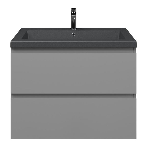 Zoutelande badmeubel 80 cm licht grijs met polystone Cadzand wastafel grijs mat