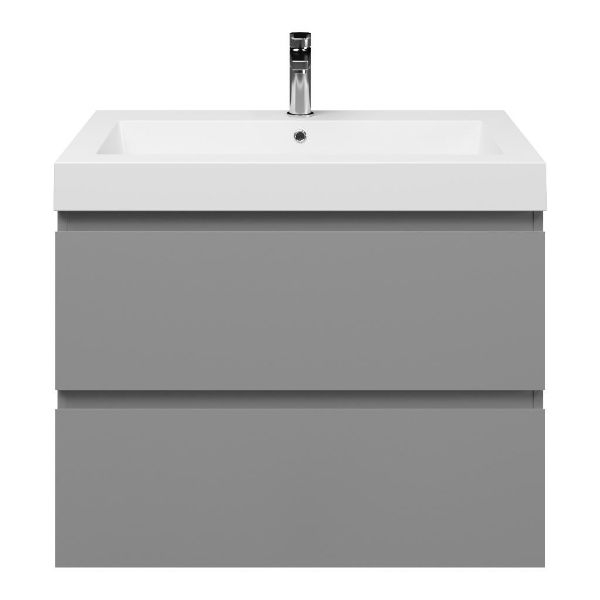Zoutelande badmeubel 80 cm licht grijs met polystone Cadzand wastafel wit glans, 1 kraangat