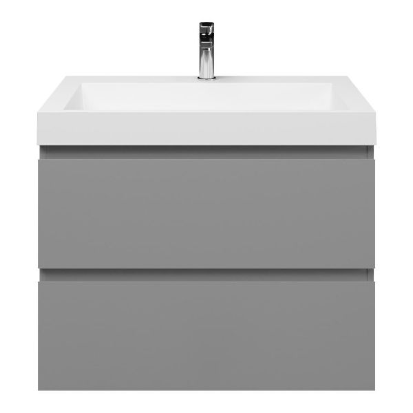 Zoutelande badmeubel 80 cm licht grijs met polystone Haamstede wastafel wit glans, 1 kraangat