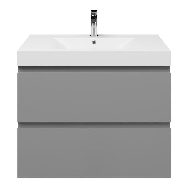 Zoutelande badmeubel 80 cm licht grijs met polystone Wave wastafel wit glans