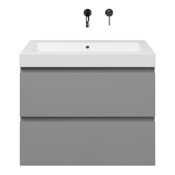 Zoutelande badmeubel 80 cm licht grijs met quartz Cadzand-Q wastafel wit mat