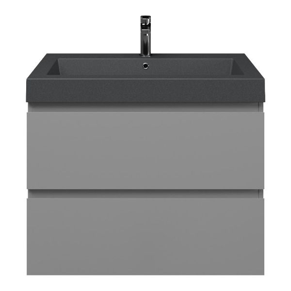 Zoutelande badmeubel 80 cm licht grijs met quartz Cadzand-Q wastafel grijs mat, 1 kraangat