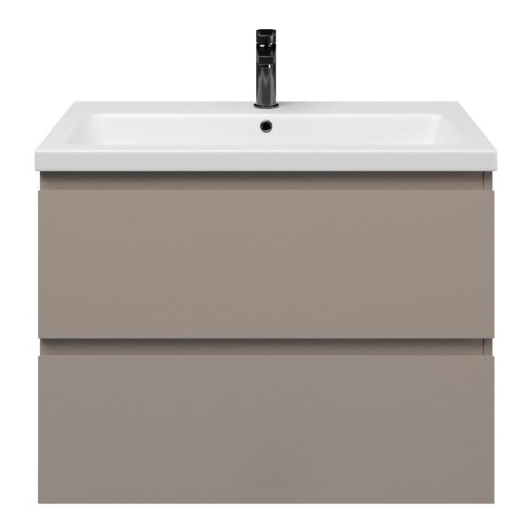 Zoutelande badmeubel 80 cm taupe met keramische Dishoek wastafel wit mat
