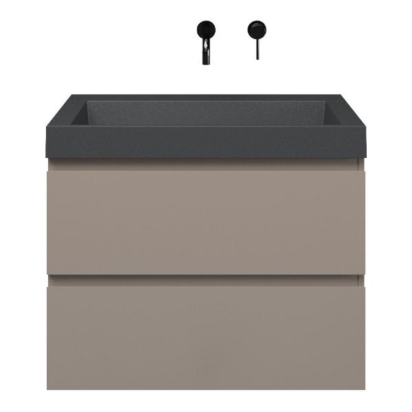 Zoutelande badmeubel 80 cm taupe met quartz Haamstede-q wastafel grijs mat