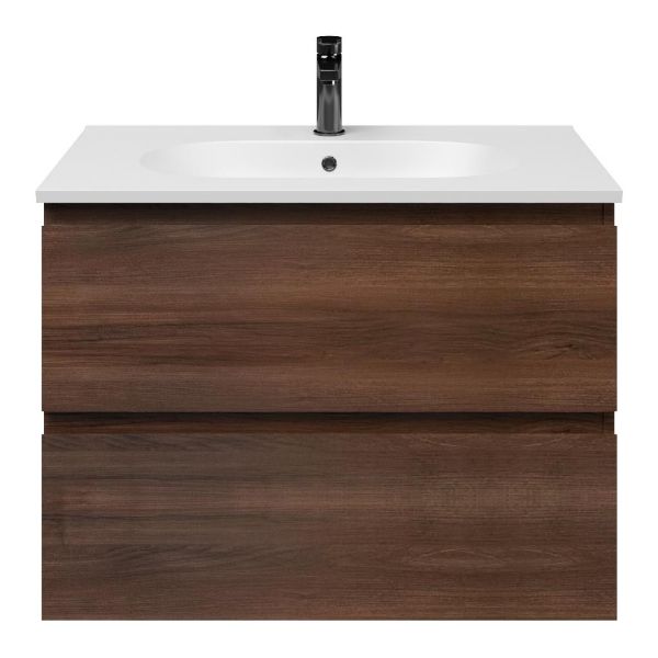 Zoutelande badmeubel 80 cm walnoot met keramische Ellemeet wastafel wit mat