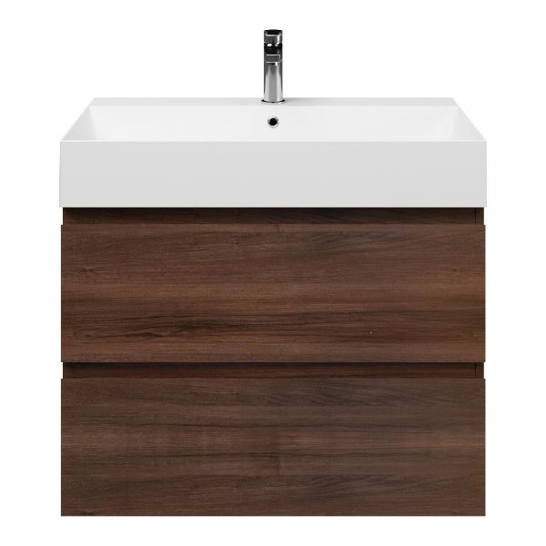 Zoutelande badmeubel 80 cm walnoot met keramische Marken wastafel wit glans, 1 kraangat