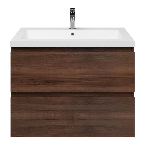 Zoutelande badmeubel 80 cm walnoot met polystone Cadzand wastafel wit mat
