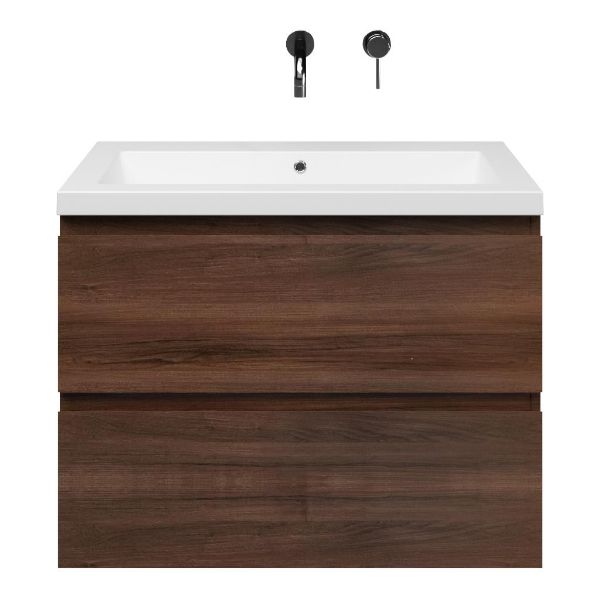 Zoutelande badmeubel 80 cm walnoot met quartz Cadzand-Q wastafel wit mat