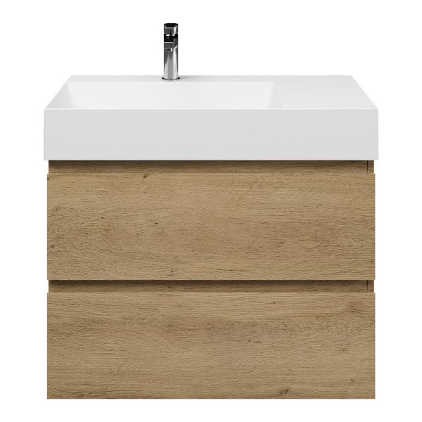 Zoutelande badmeubel 80 cm warm eiken met keramische Marken wastafel links wit glans, 1 kraangat